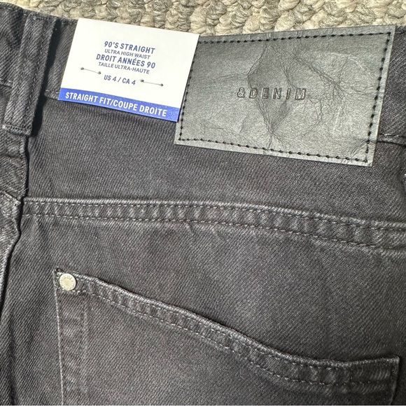 H&M 90s Straight Ultra High Rise Black Distressed Jeans - Picture 5 of 8